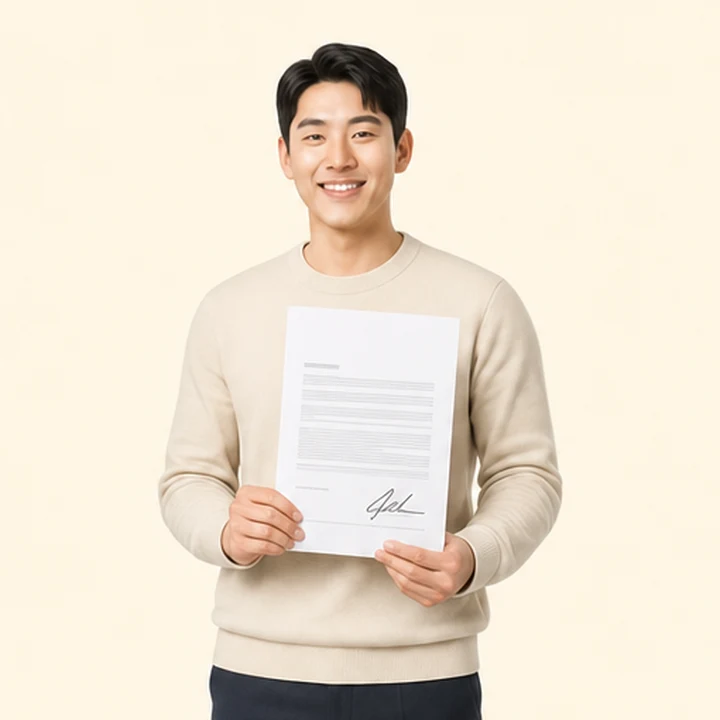 저신용 장기렌트카 추천 서면 견적서를 들고 있는 고객